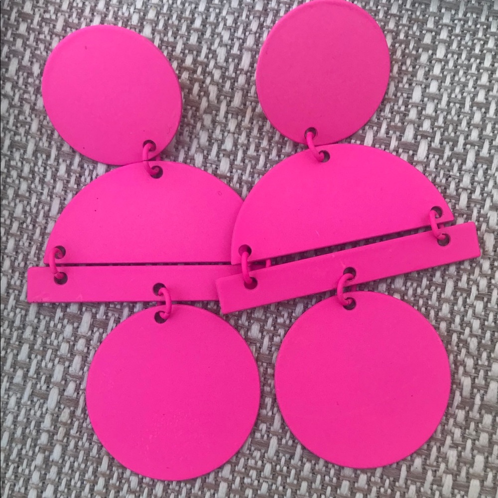 Hot Pink Geometric Earrings